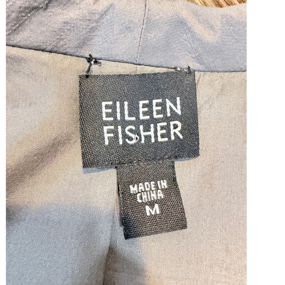 Eileen Fisher Luxury 100% Silk Embroidered Floral Open Front Blazer Jacket M - Picture 3 of 10